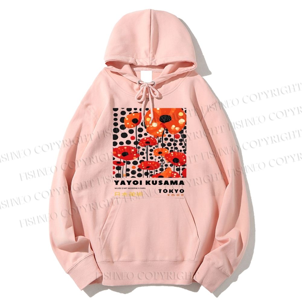 Unisex Casual Cotton Japanese Yayoi Kusama Flower Printed Hoodie