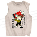 Unisex Vintage Japanese Funny Boy Printed Washed Tank Top