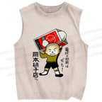 Unisex Vintage Japanese Funny Boy Printed Washed Tank Top