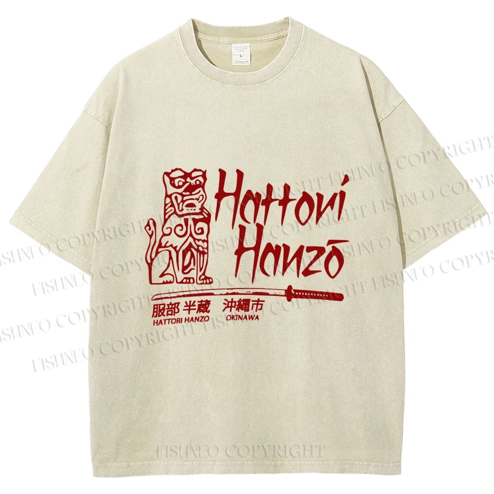 Unisex Vintage Japanese Hattori Hanzo Printed Washed Tee