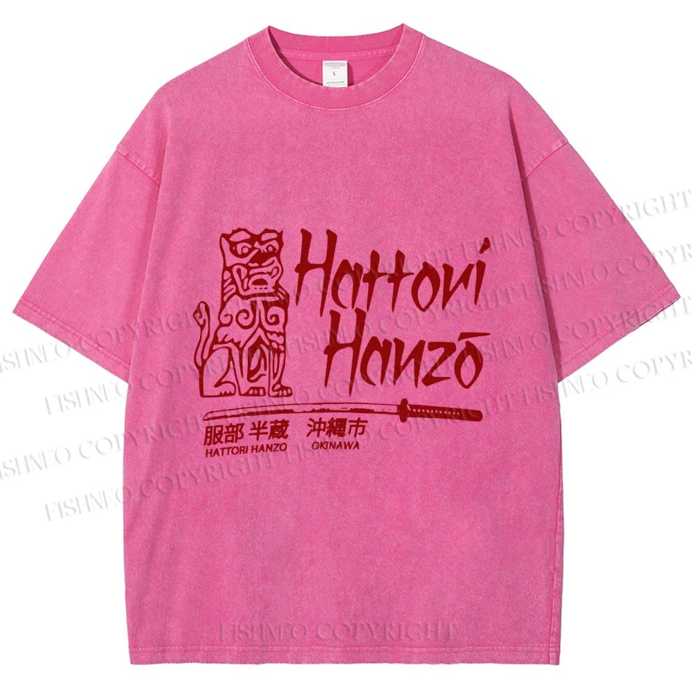 Unisex Vintage Japanese Hattori Hanzo Printed Washed Tee