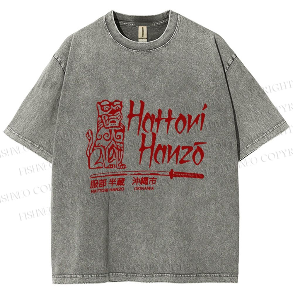 Unisex Vintage Japanese Hattori Hanzo Printed Washed Tee