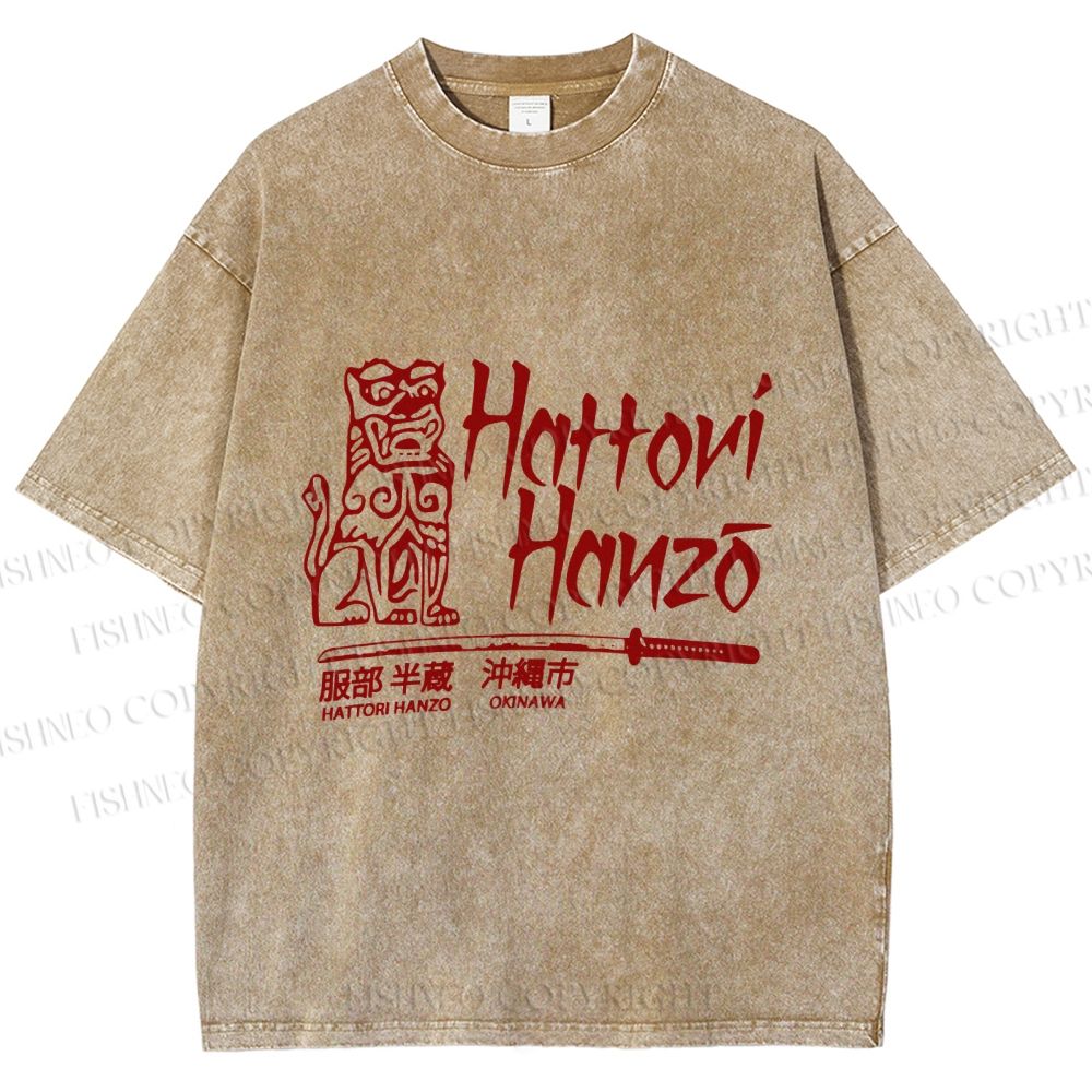 Unisex Vintage Japanese Hattori Hanzo Printed Washed Tee