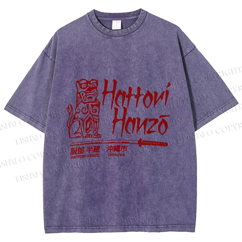 Unisex Vintage Japanese Hattori Hanzo Printed Washed Tee