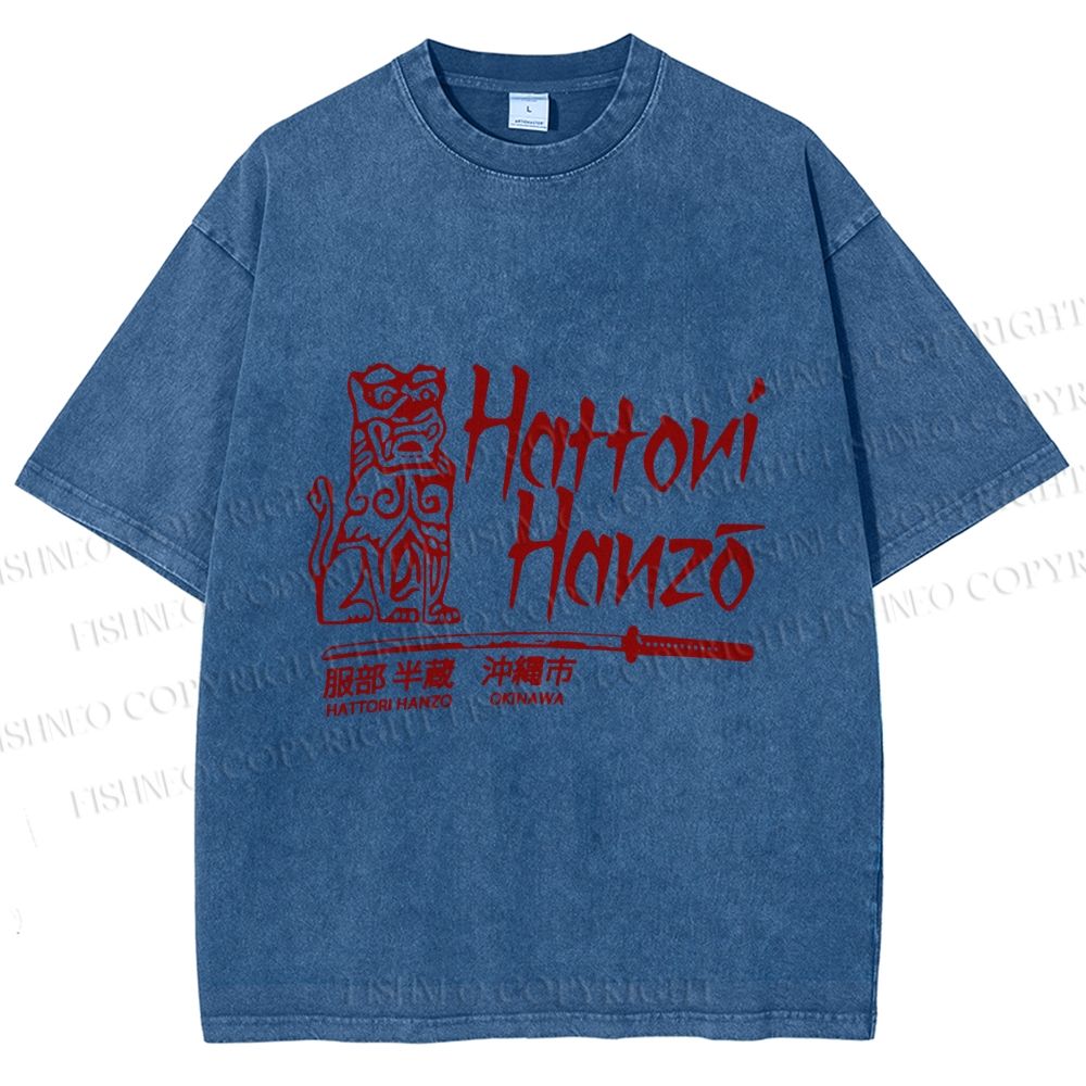 Unisex Vintage Japanese Hattori Hanzo Printed Washed Tee