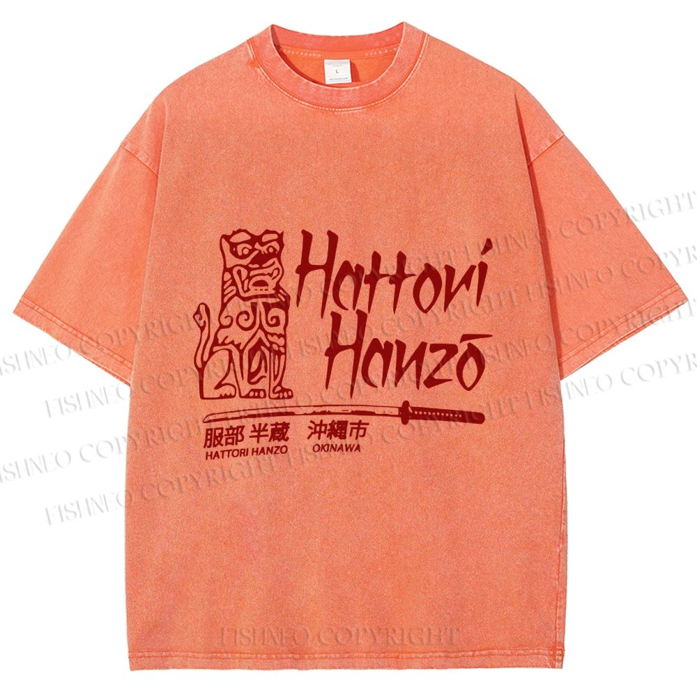 Unisex Vintage Japanese Hattori Hanzo Printed Washed Tee