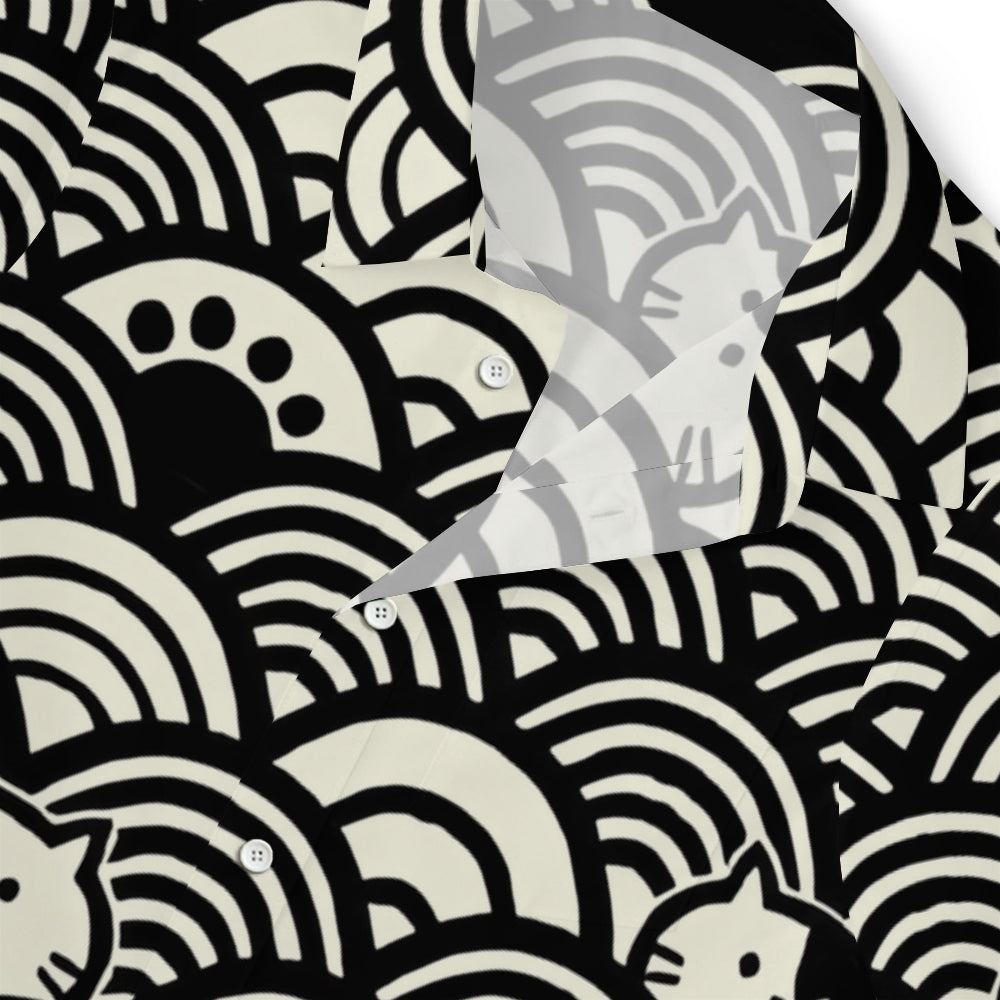 Japanese Cute Cat Wave Button-up Shirt