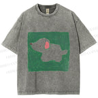Unisex Dog Painting Printed Washed Tee
