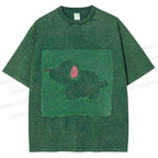 Unisex Dog Painting Printed Washed Tee