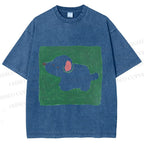 Unisex Dog Painting Printed Washed Tee