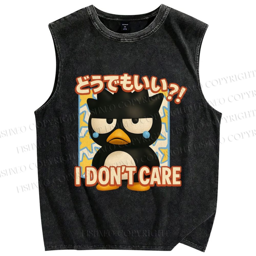 Unisex I Don't Care Printed Washed Tank Top