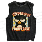 Unisex I Don't Care Printed Washed Tank Top