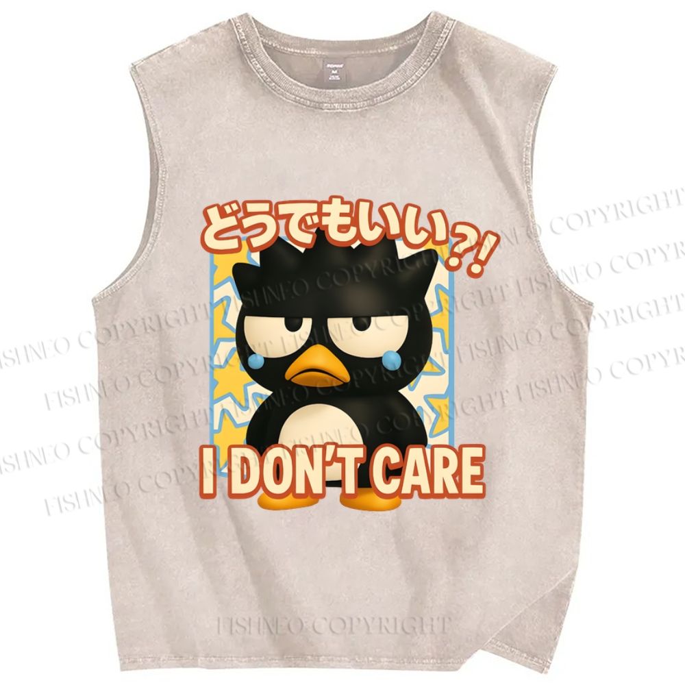 Unisex I Don't Care Printed Washed Tank Top