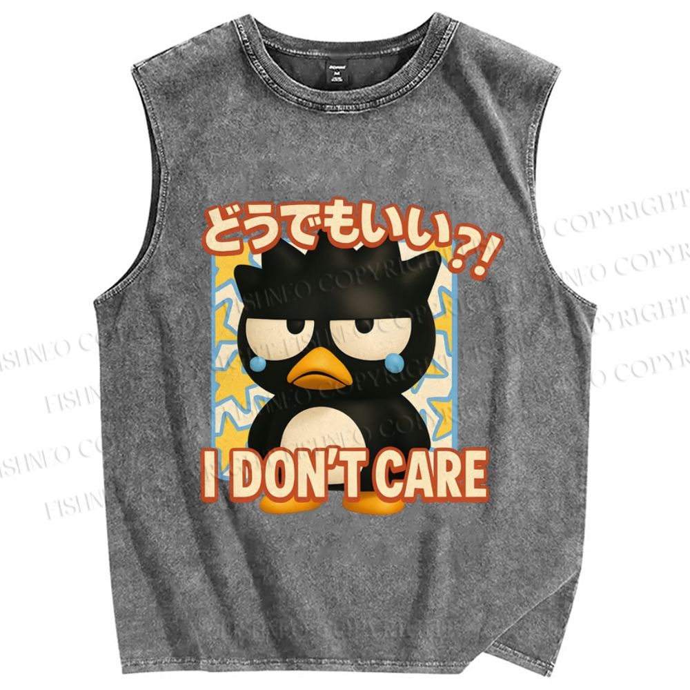 Unisex I Don't Care Printed Washed Tank Top