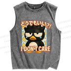 Unisex I Don't Care Printed Washed Tank Top