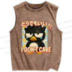Unisex I Don't Care Printed Washed Tank Top