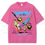 Unisex Frog Wine Bar Printed Washed Tee