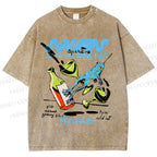 Unisex Frog Wine Bar Printed Washed Tee