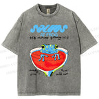 Unisex Soluo's At Frog Printed Washed Tee
