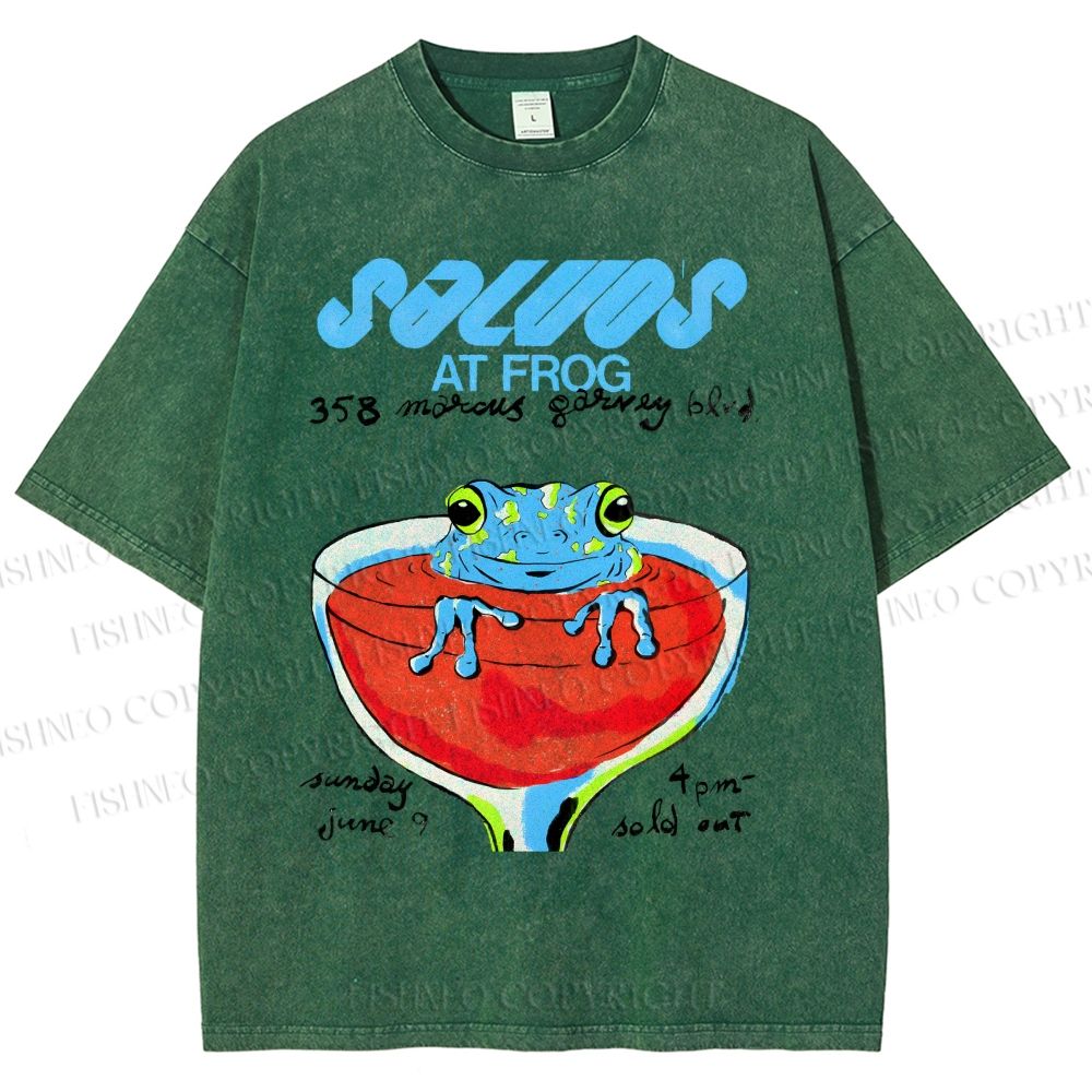 Unisex Soluo's At Frog Printed Washed Tee