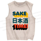 Unisex Sake Printed Washed Tank Top