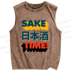 Unisex Sake Printed Washed Tank Top