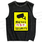 Unisex Security Printed Washed Tank Top