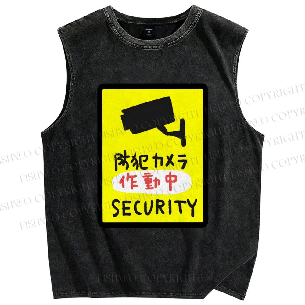 Unisex Security Printed Washed Tank Top