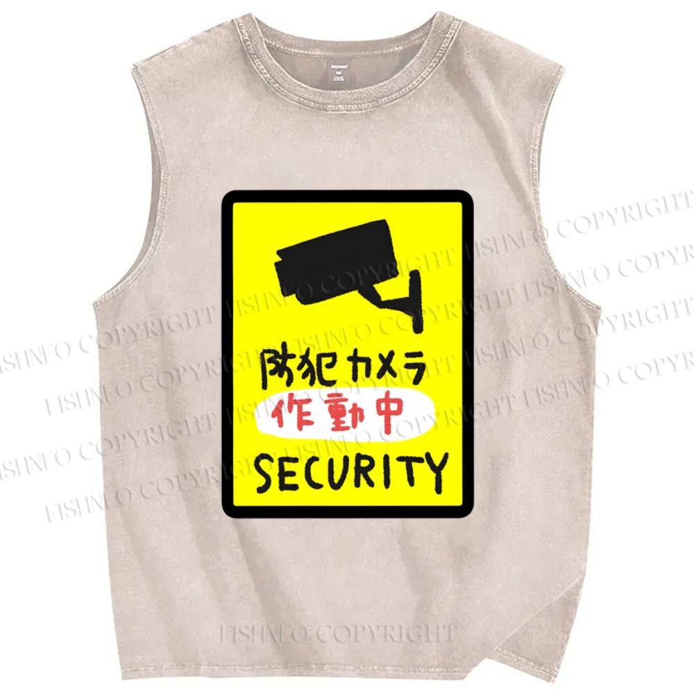 Unisex Security Printed Washed Tank Top