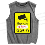 Unisex Security Printed Washed Tank Top