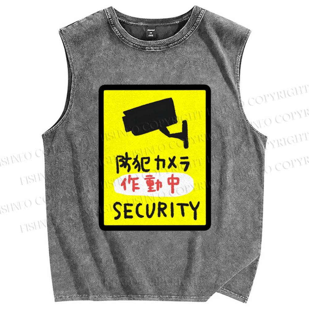 Unisex Security Printed Washed Tank Top
