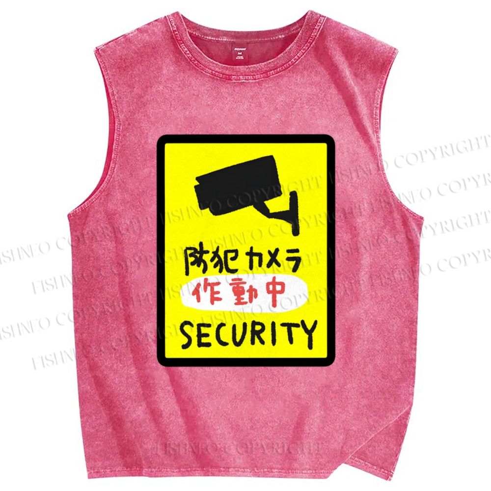 Unisex Security Printed Washed Tank Top