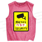 Unisex Security Printed Washed Tank Top