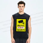 Unisex Security Printed Washed Tank Top