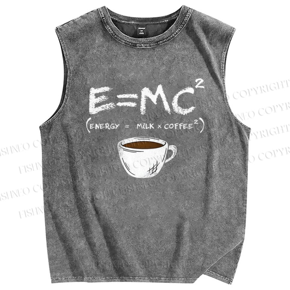 Unisex E=MC2 Printed Washed Tank Top