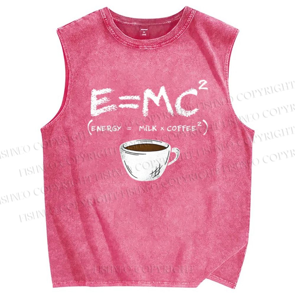 Unisex E=MC2 Printed Washed Tank Top