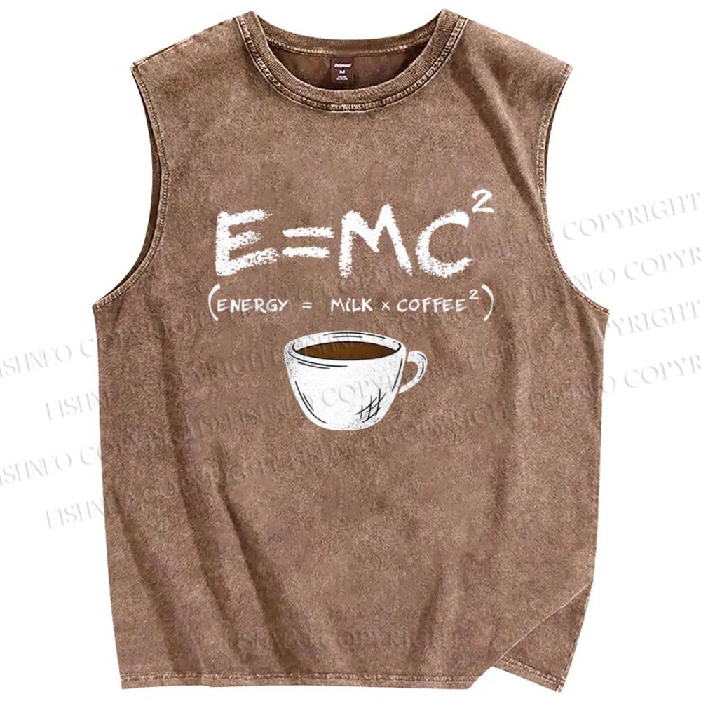 Unisex E=MC2 Printed Washed Tank Top