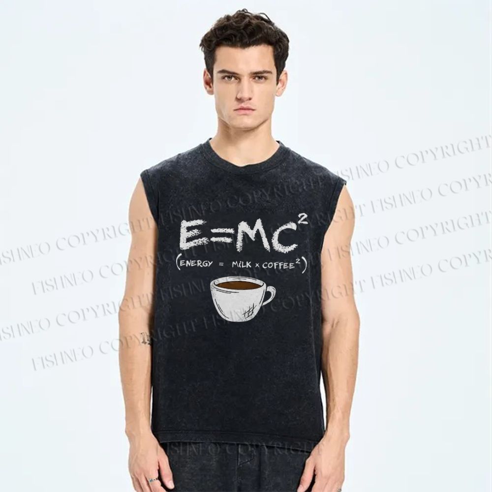 Unisex E=MC2 Printed Washed Tank Top
