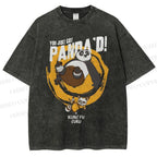 Unisex Panda Printed Washed Tee