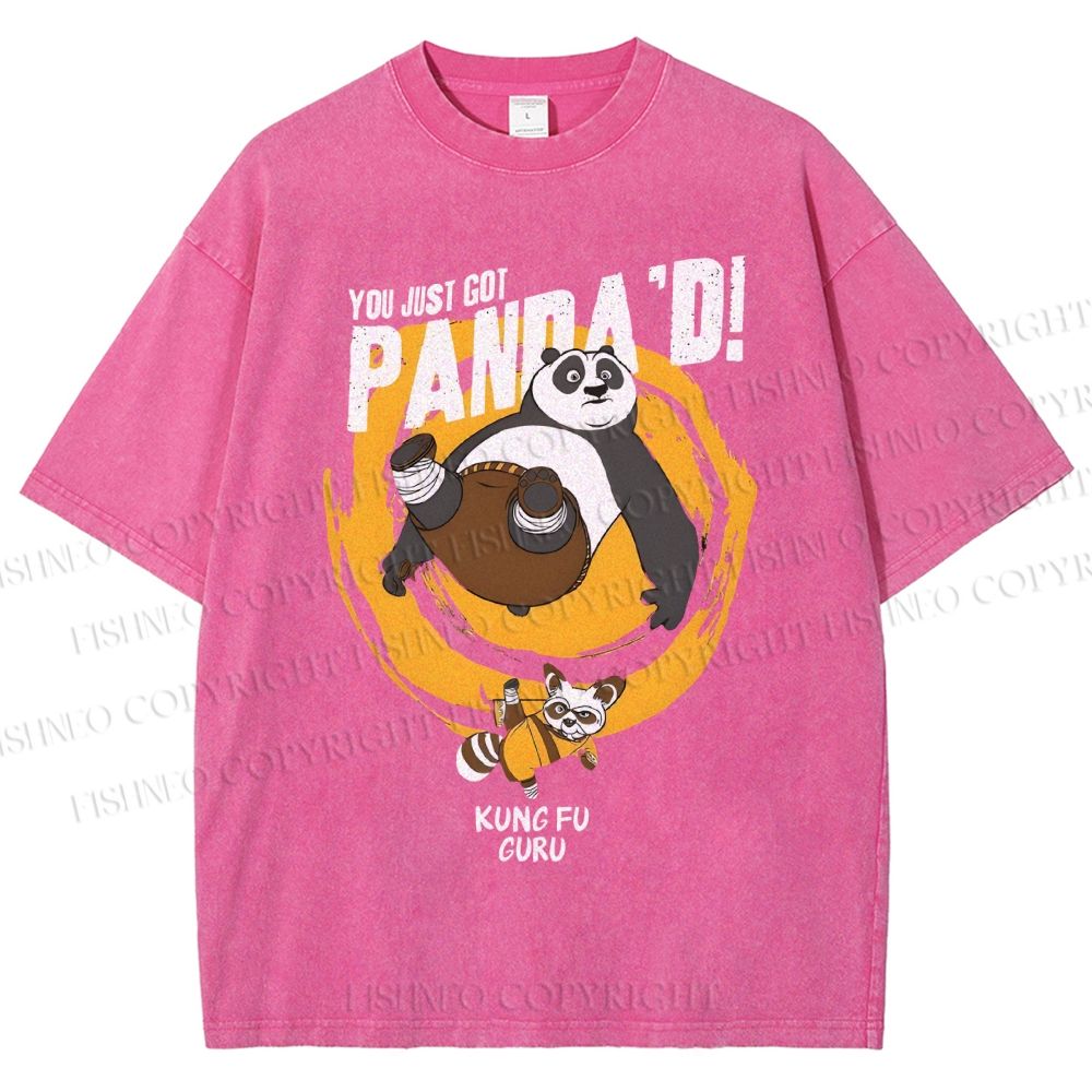Unisex Panda Printed Washed Tee
