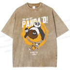 Unisex Panda Printed Washed Tee