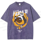 Unisex Panda Printed Washed Tee