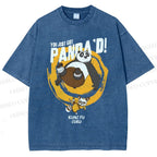 Unisex Panda Printed Washed Tee