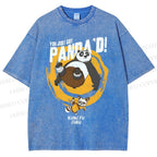 Unisex Panda Printed Washed Tee