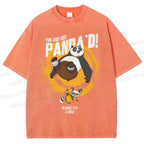 Unisex Panda Printed Washed Tee