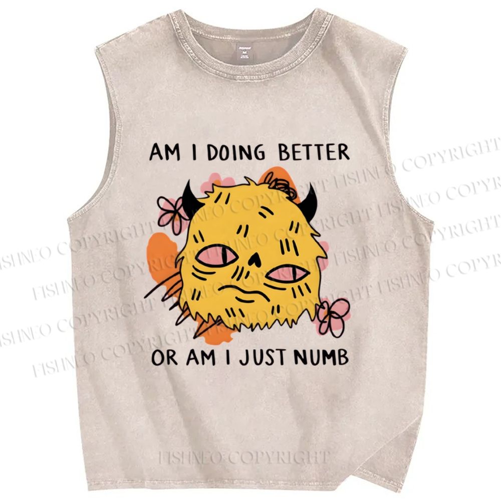 Unisex Just Numb Printed Washed Tank Top