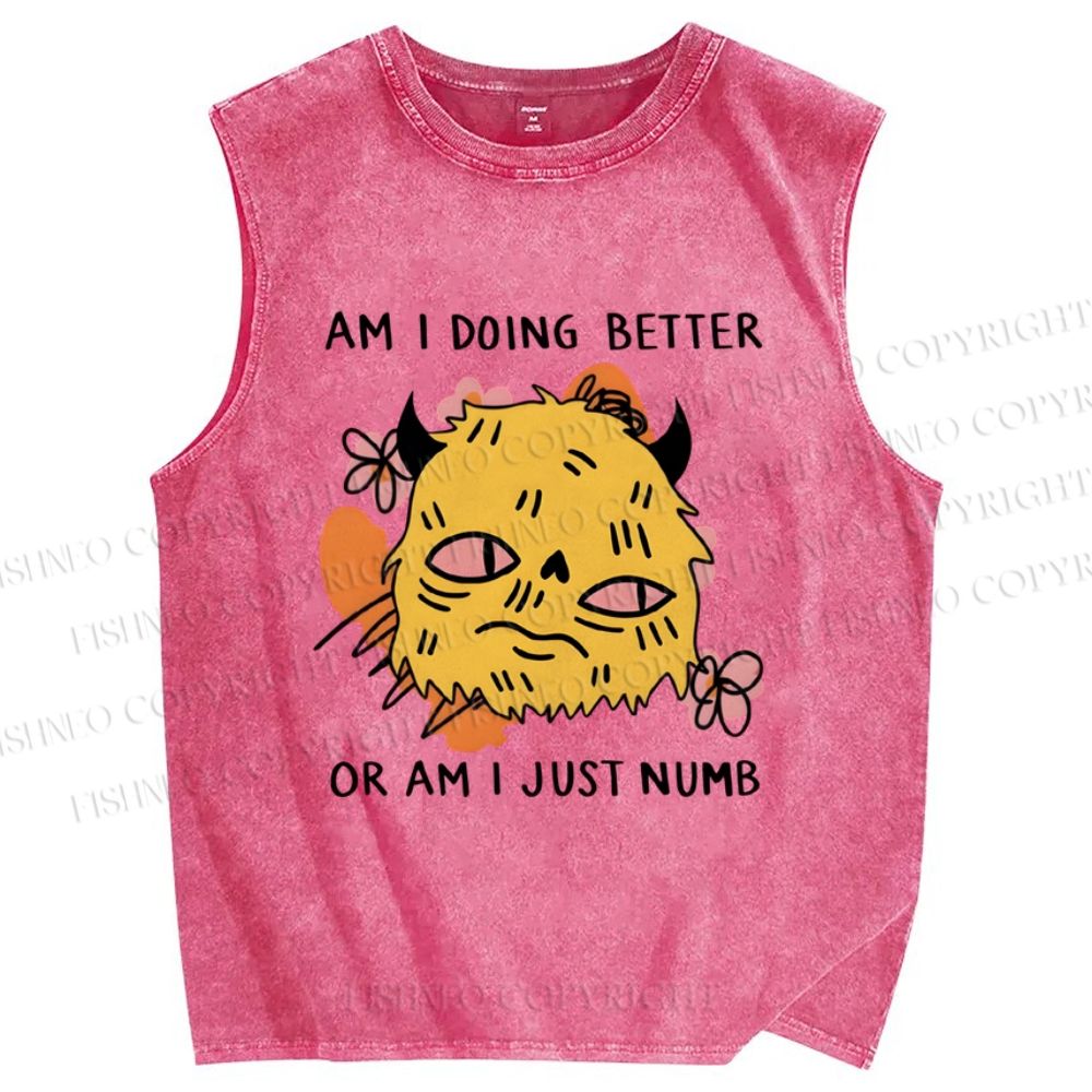 Unisex Just Numb Printed Washed Tank Top