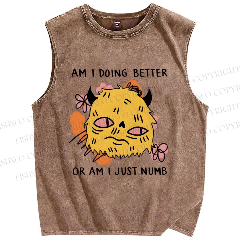 Unisex Just Numb Printed Washed Tank Top