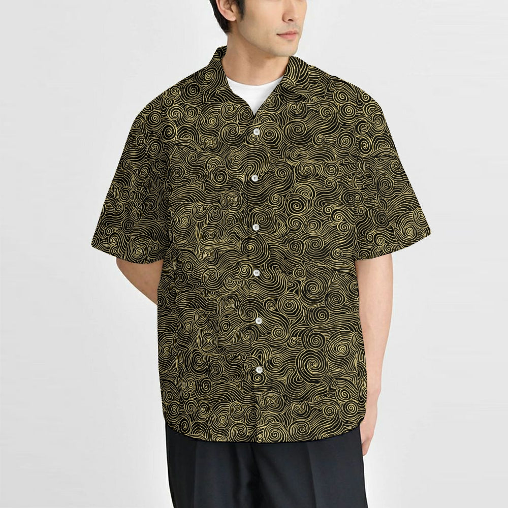Japanese Style Wave Button-up Shirt