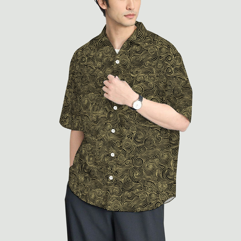 Japanese Style Wave Button-up Shirt